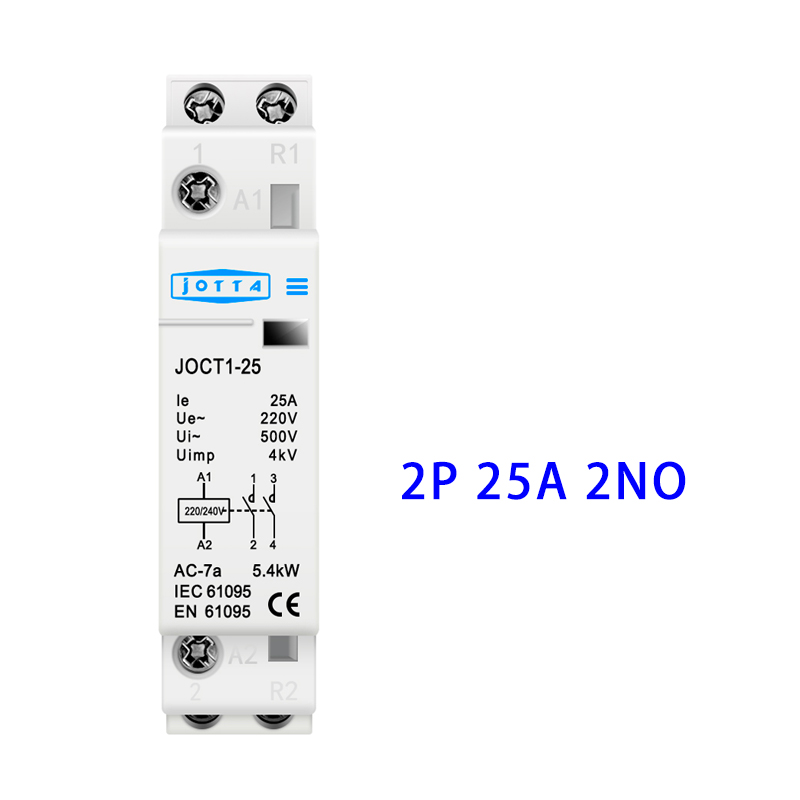 Contacteur AC 2P 25A 220V/230V Keenso - 1NO 1NC, Rail DIN - Pour Chauffe-Eau, Éclairage, Automatisme