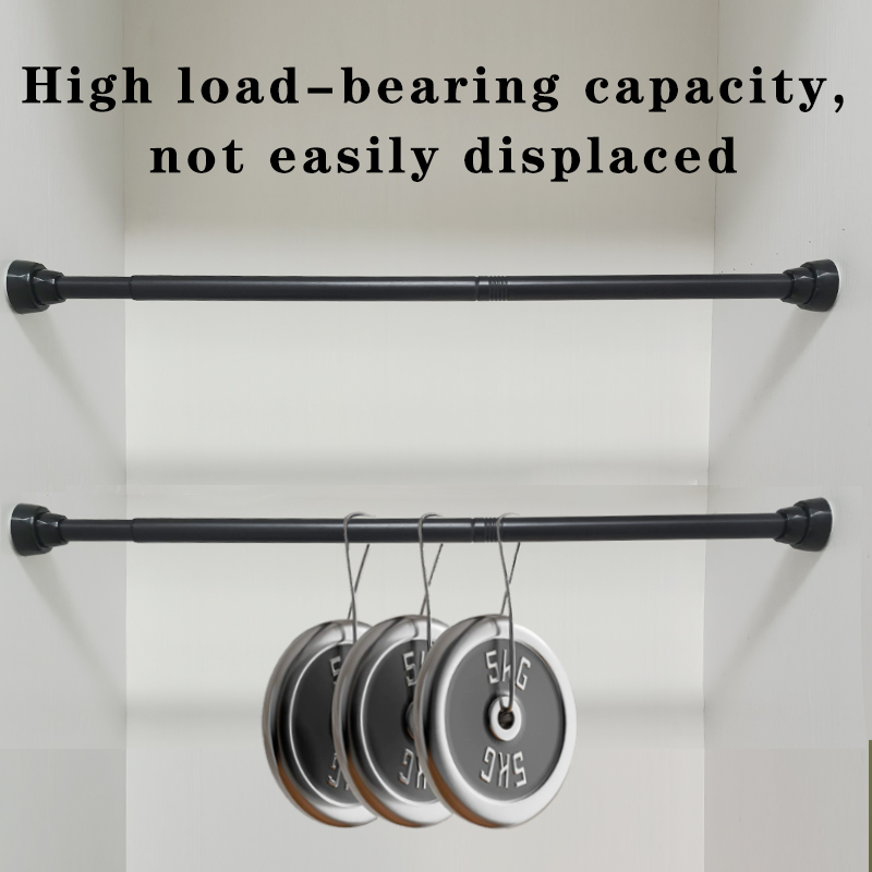Black Non Drilling Shower Curtain Rod Spring Rotating Telescopic ...