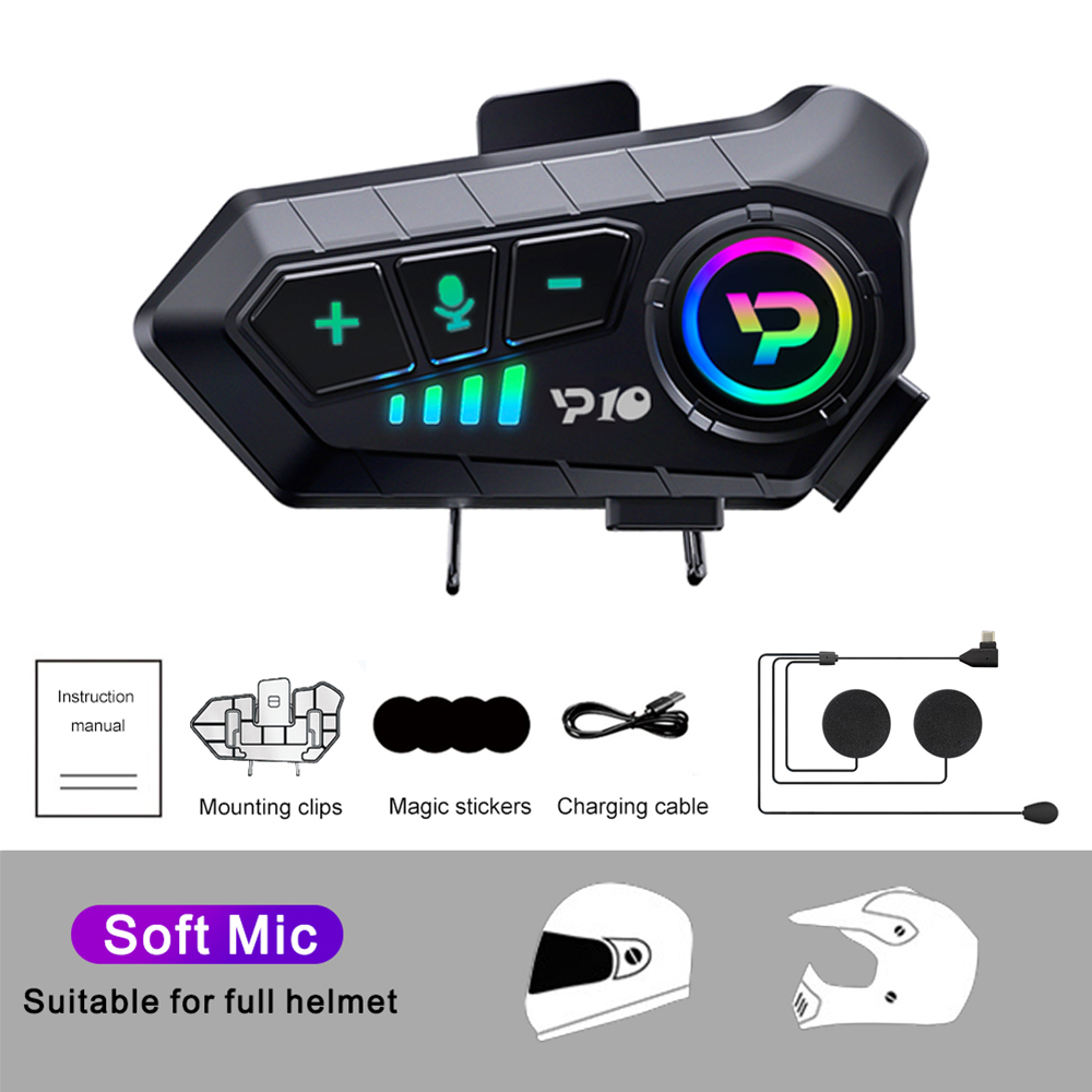 Kebidumei Motorcycle Helmet Headset Handsfree Call 2000mAh Stereo Anti-Interference Waterproof Music Player Wireless Earphone. 