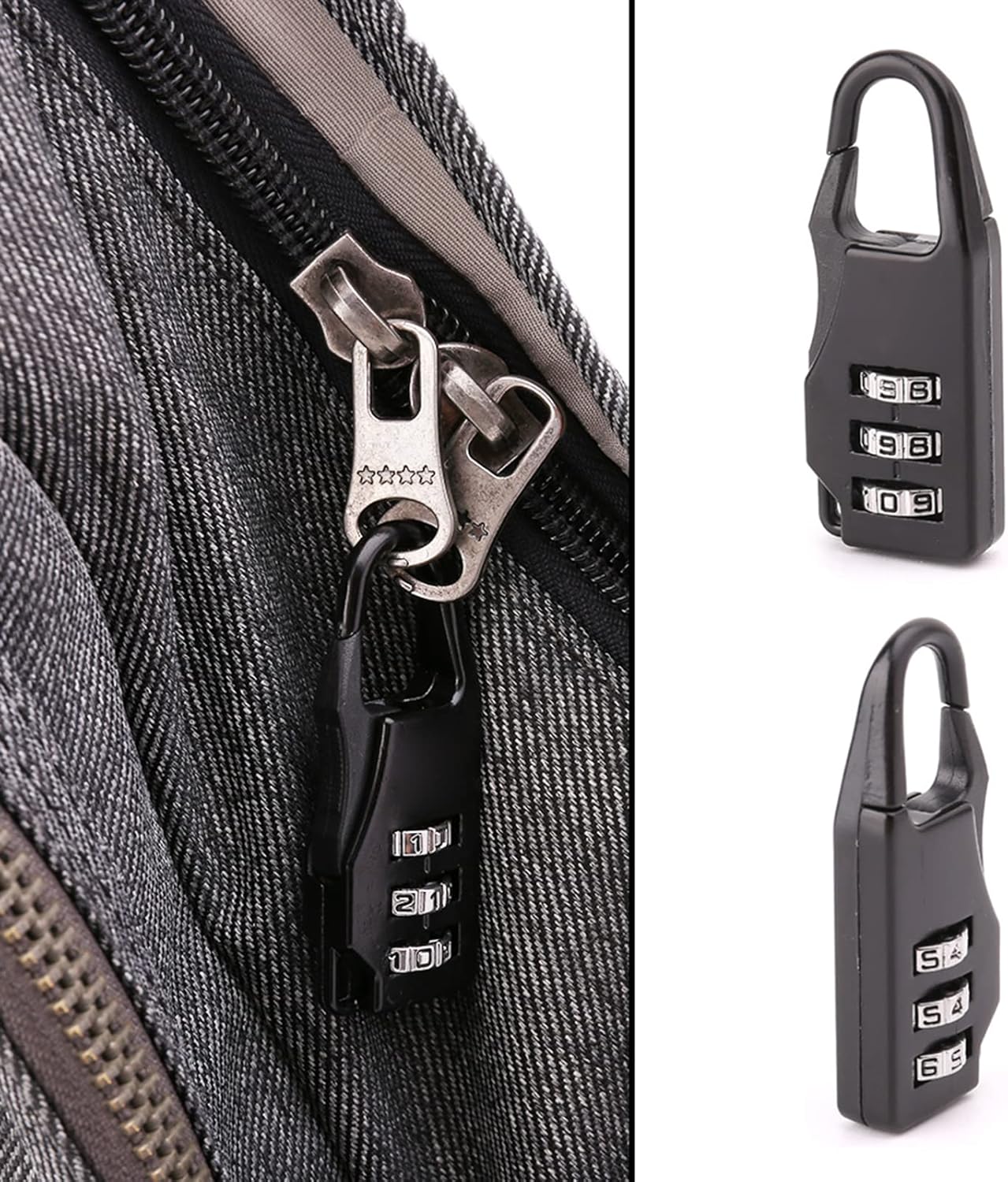 3 Digit Code Number Password Lock Combination Padlock Safety Travel Resettable Security Lock for Suitcases and Bag. 