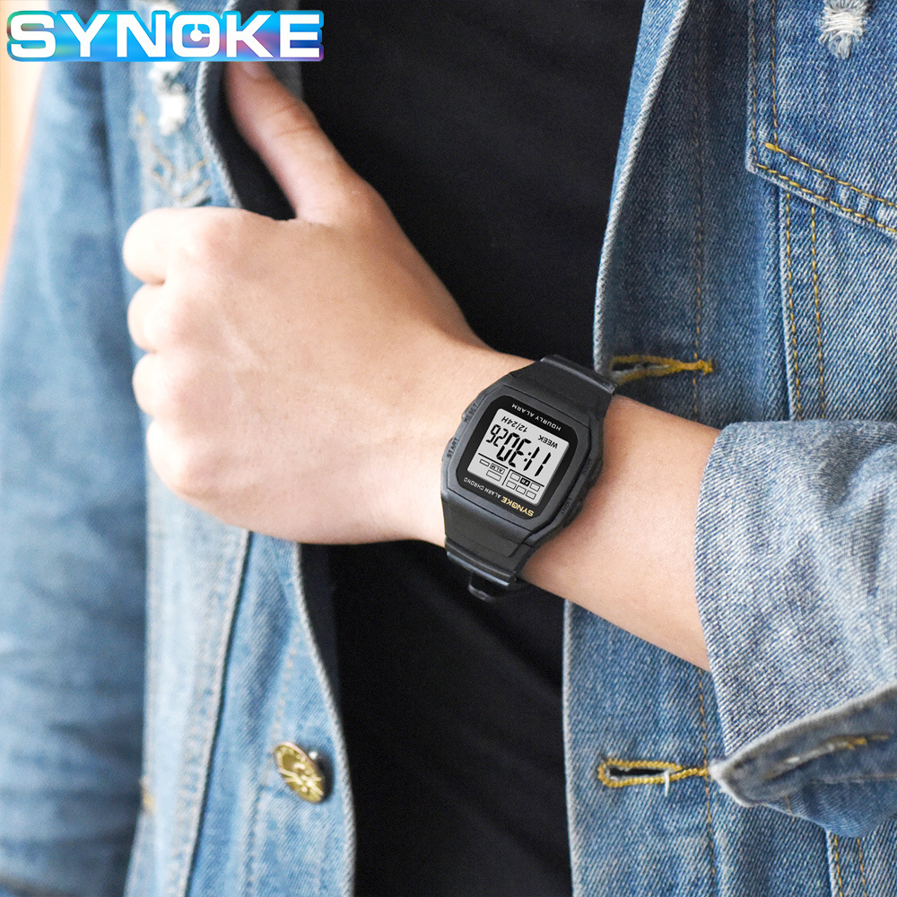 SYNOKE Digital Watch Student Electronic Outdoor Sports Boy Luminous Waterproof MultiFunction Watch Retro Square Watch. 