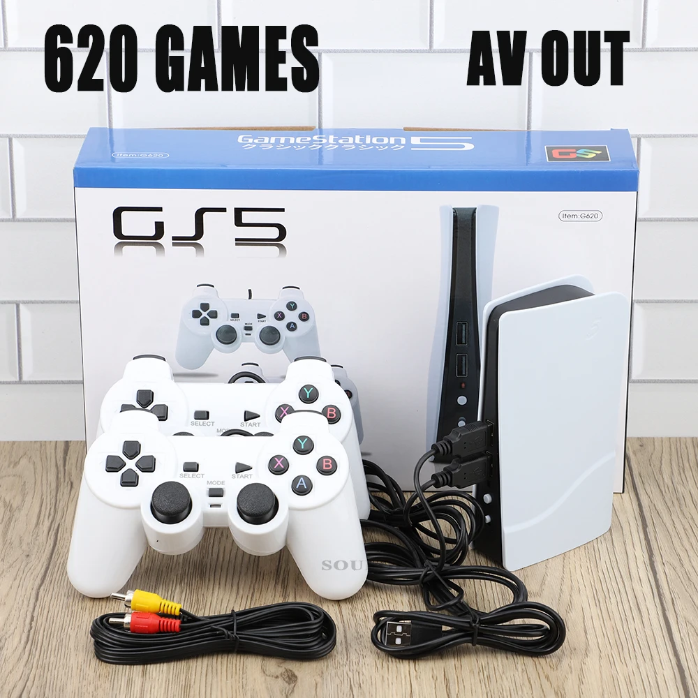 GS5 Pro G620 Video Game Console With 620 Classic Game 8 Bit TV Consola Retro Handheld Kids USB Two Wired Gaming Player AV Output. 