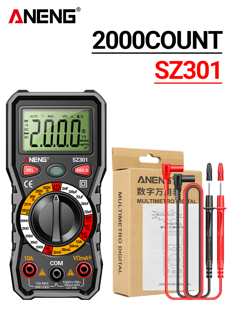 ANENG SZ301 Digital Multimeter AC/DC Votage Current Automatic Tester Electrical Resistance Ohm Ammeter Capacitance Meter. 