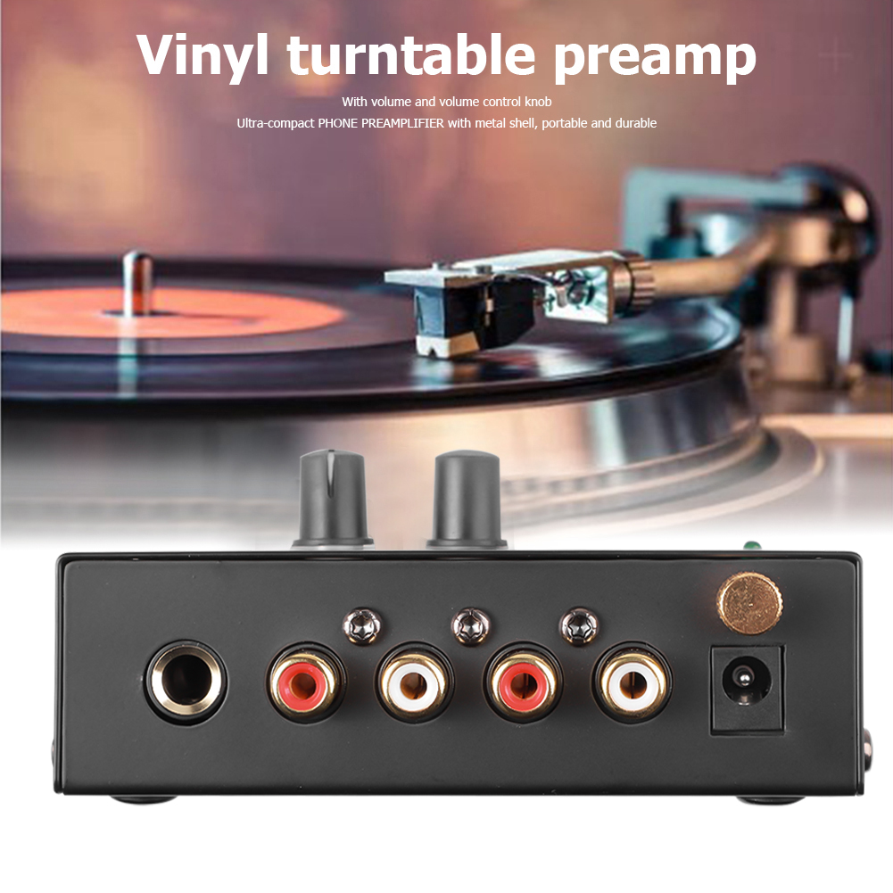 PP500 Phono Preamp Preamplifier Headphone Preamplifier Microphone Enlarge Mixer with Level Volume Control for Vinyl Turntable. 