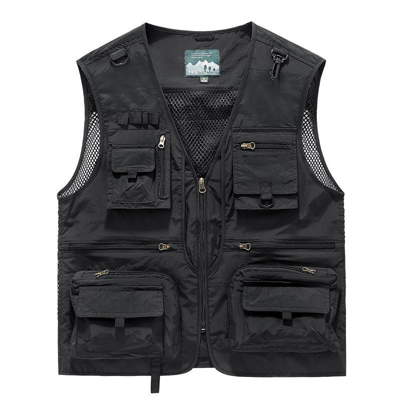 FGKKS 2023 Outdoor Leisure Vest Men's New Multi-Pocket Breathable Outdoor Sports Coat High-Quality Design Leisure Vest Men. 