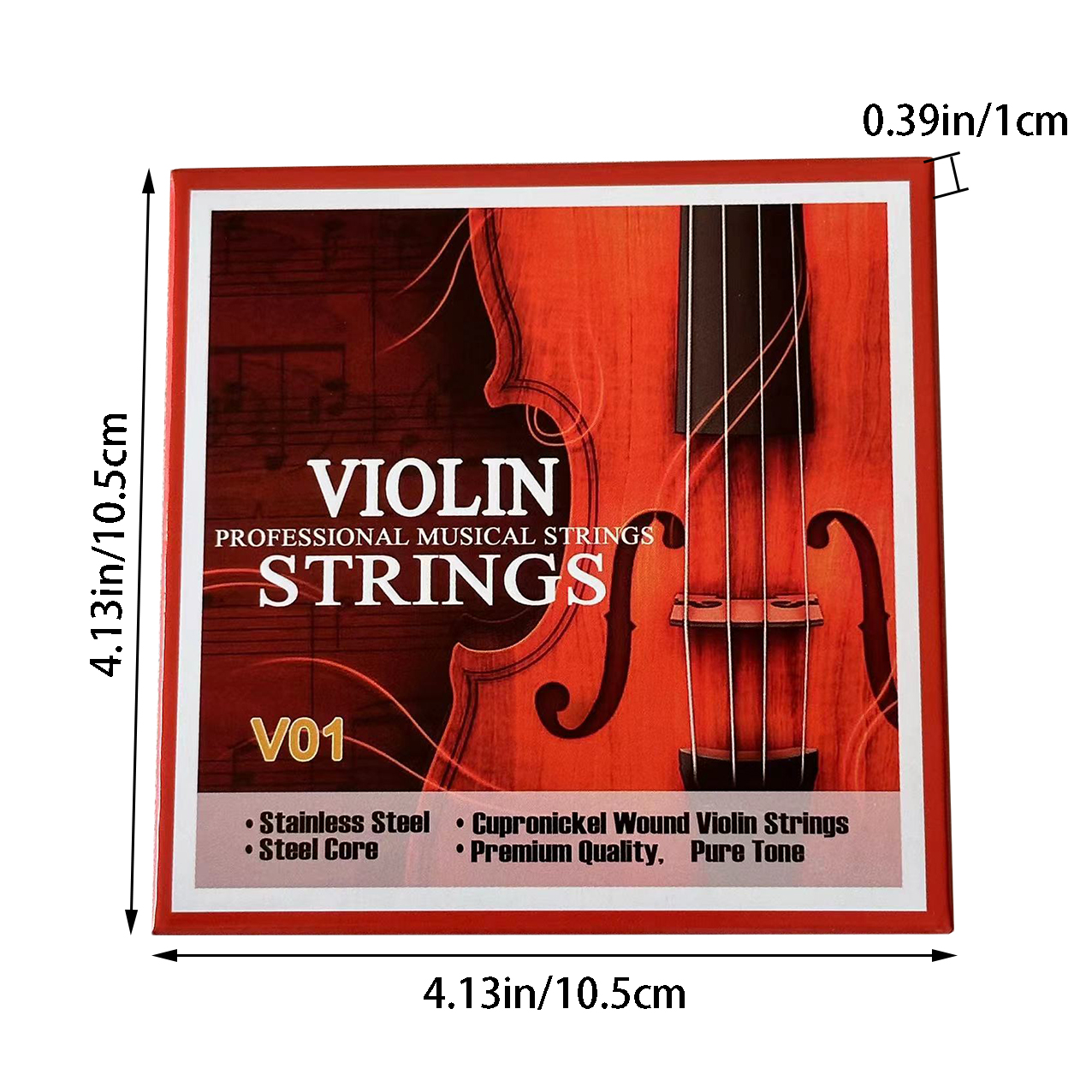Violin Strings Universal Full Set (G-D-A-E) Steel Core Cupronickel Wound Fiddle String Medium Gauge - Steel Ball - End E. 