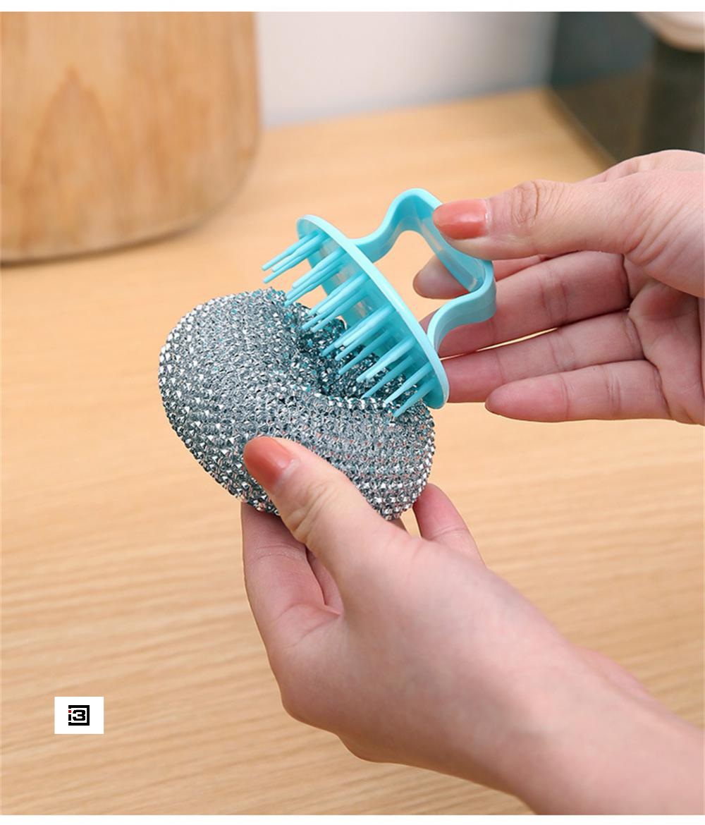 6 pcs Steel Wire Ball Brush Long Handle Pan Cleaning Brush Dishwashing Brush Stainless Steel Wire Ball Kitchen Cleaner Kitchen Tools. 