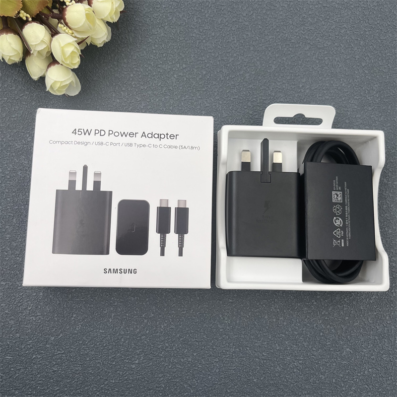 45W PD PPS Samsung Super Fast GaN Charger EP-T4510 UK Plug for GALAXY S24 S23 S22 Plus Note20 Ultra A55 +1.8M PD Type C Cable. 