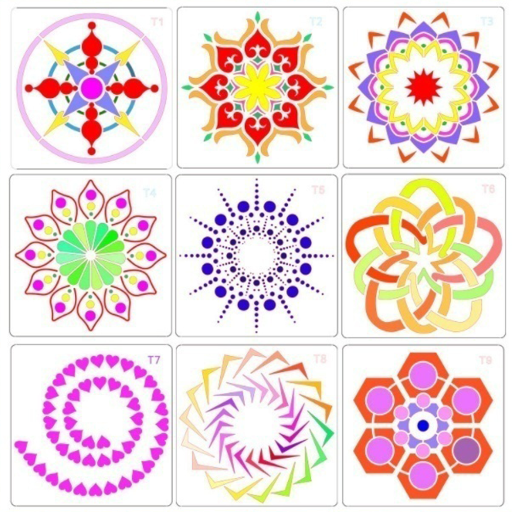 STONEGO Mandala Stencils DIY Home Decoration Drawing Laser Cut Template Wall Stencil Painting for Wood Tiles Fabric. 