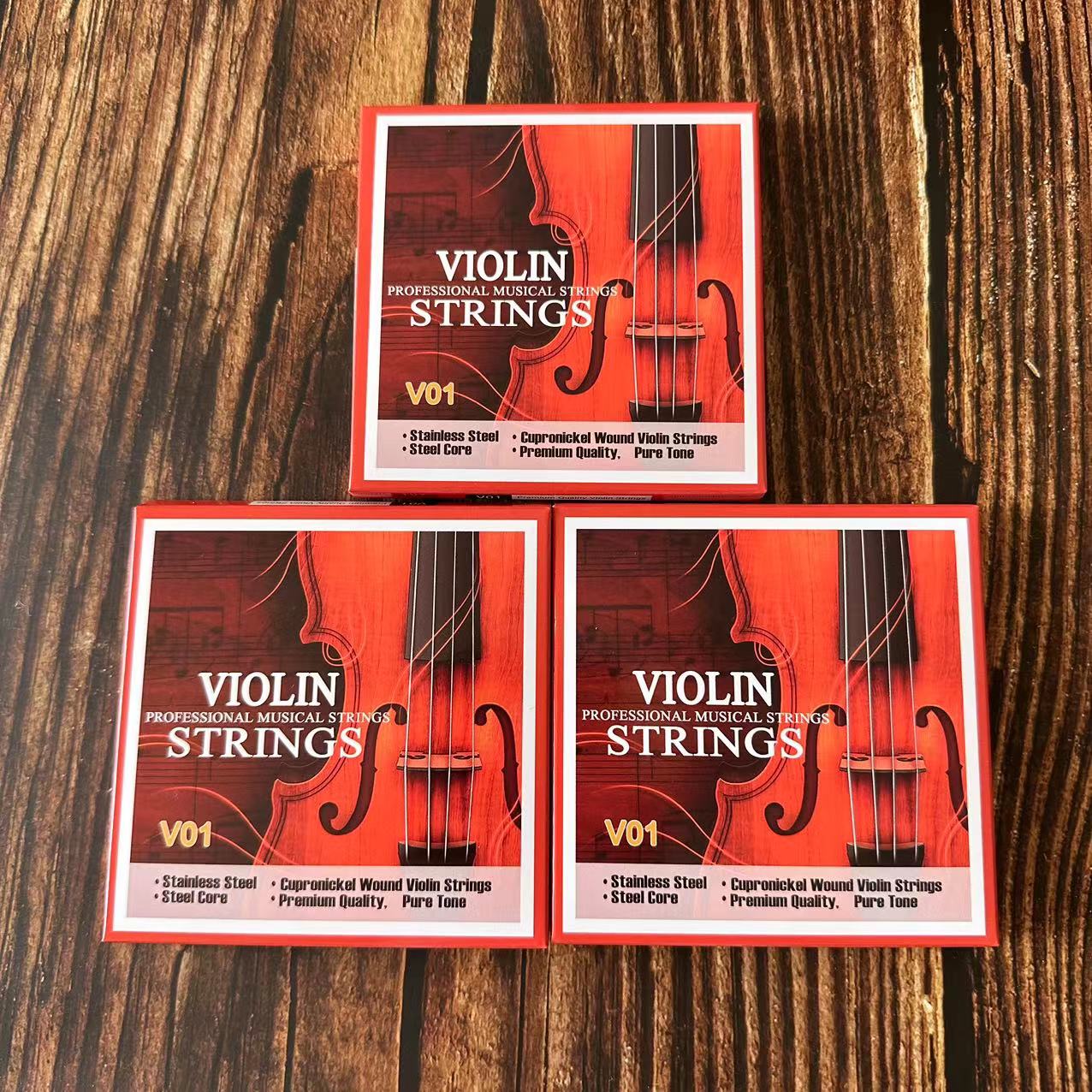 Violin Strings Universal Full Set (G-D-A-E) Steel Core Cupronickel Wound Fiddle String Medium Gauge - Steel Ball - End E. 