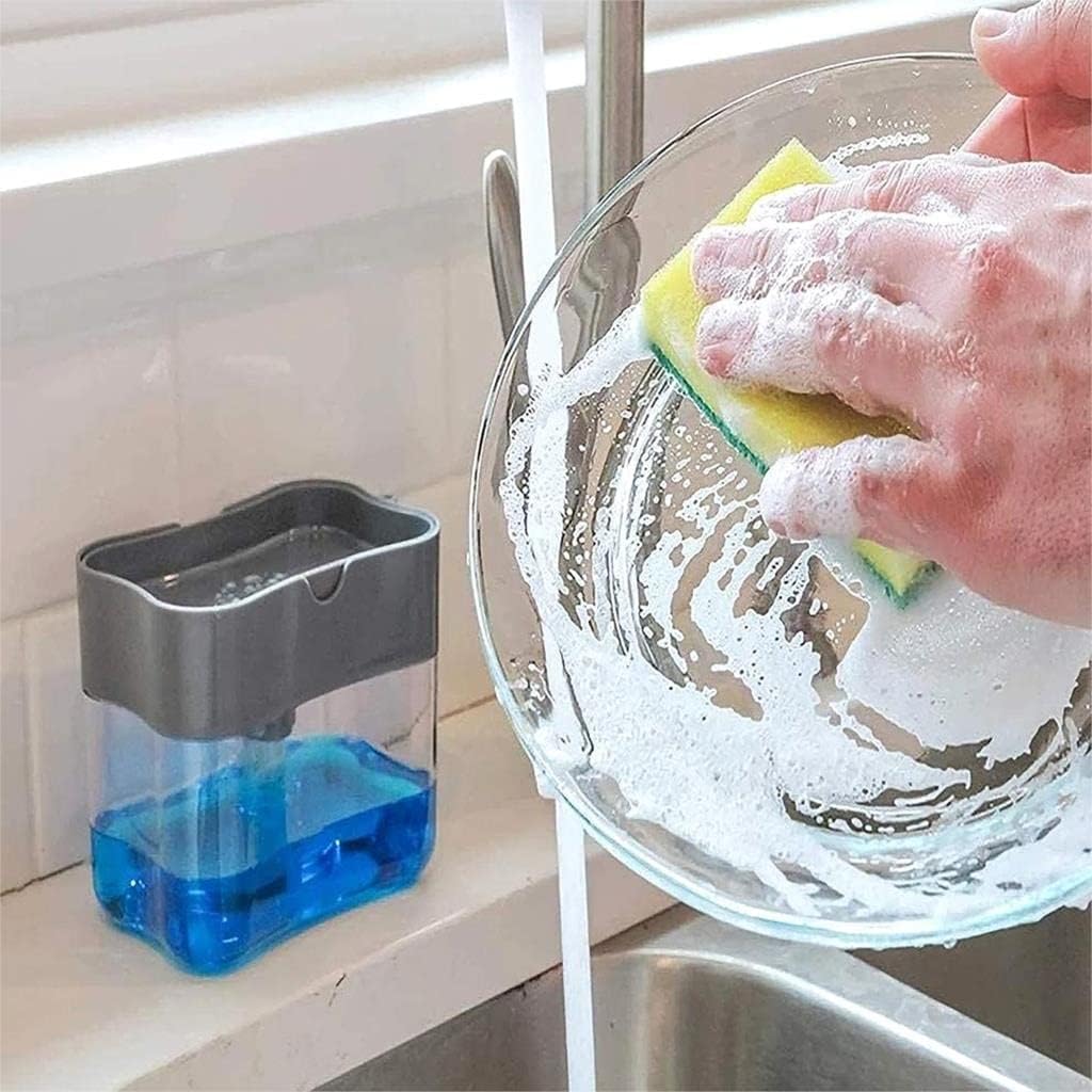 2 in 1 Soap Pump Plastic Dispenser for Dishwasher Liquid Holder. 