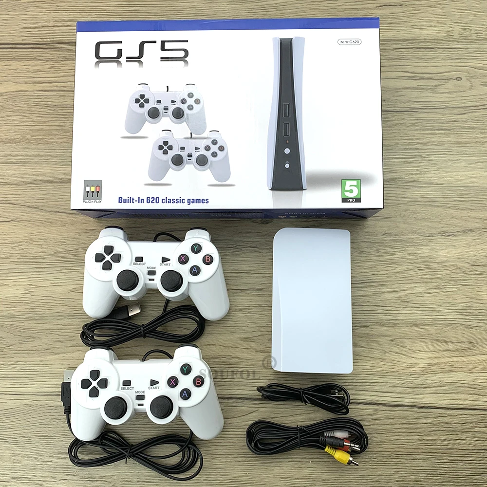 GS5 Pro G620 Video Game Console With 620 Classic Game 8 Bit TV Consola Retro Handheld Kids USB Two Wired Gaming Player AV Output. 