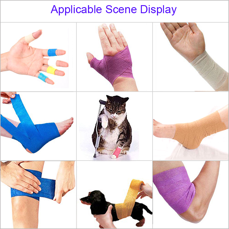 Black Colorful Self Adhesive Elastic Bandage 4.8m Sports Wrap Tape For Knee Support Pads Finger Ankle Palm Wrist Pet Tattoo. 