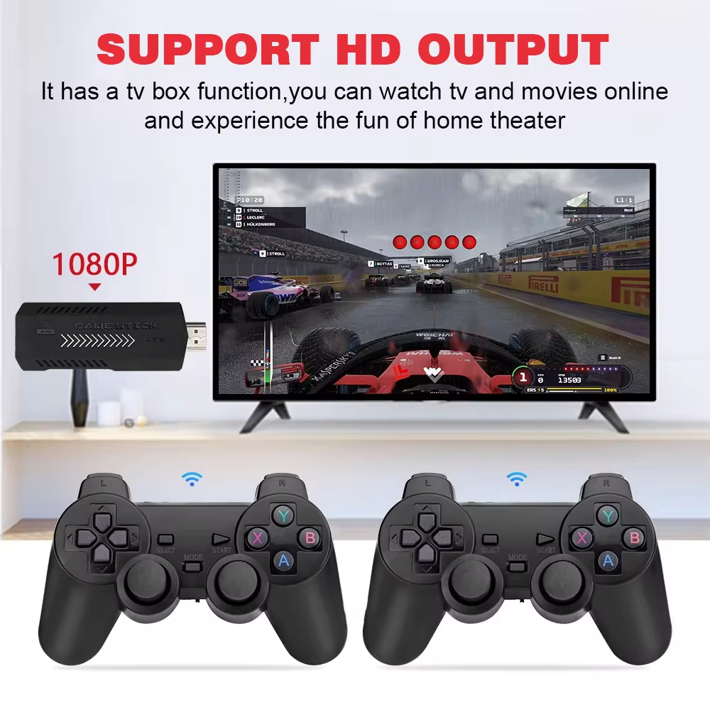 X2 Plus GD10 Pro 4K Game Stick New 3D HD 2.4G Retro Video Game Console Wireless Controller TV 50 Emulator For PS1/N64/DC 64G Gif. 