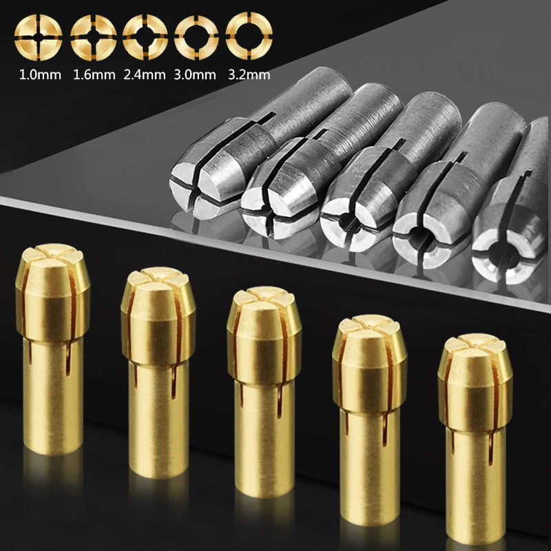Rotary Tool Accessories 11-Piece Brass Collet Chuck Set For Rotary Tools - 0.5mm To 3.2mm Sizes Brass Nut Set Rotary Tool Accessories 11-Piece Brass Collet Chuck Set For Rotary Tools - 0.5mm To 3.2mm Sizes Brass Nut Set