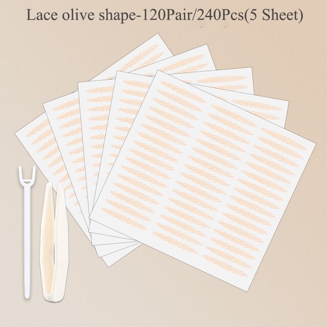 240Pcs Double Fold Eyelid Tape Sticker Lace Nature Clear Beige Stripe Self-adhesive Natural Eye Makeup Make Up With Tool New. 