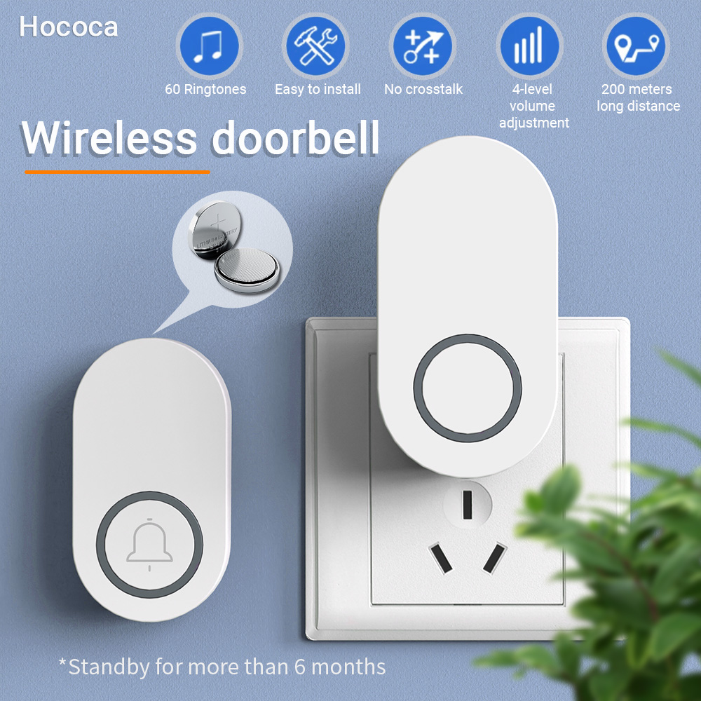 Remote Call Bell Hococa US/EU/UK Plug Outdoor Wireless Doorbell 60 Songs Melodies ...