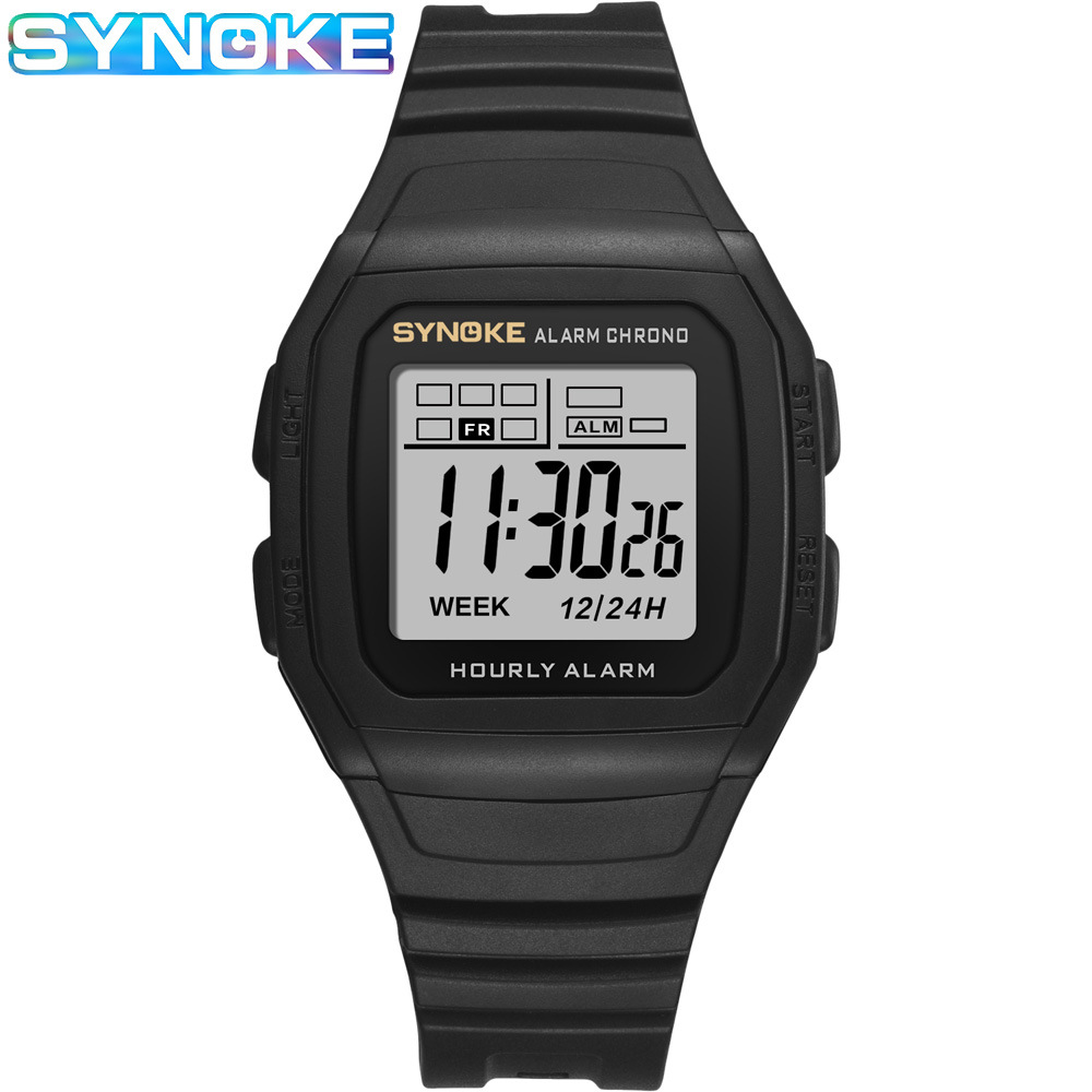 SYNOKE Digital Watch Student Electronic Outdoor Sports Boy Luminous Waterproof MultiFunction Watch Retro Square Watch. 