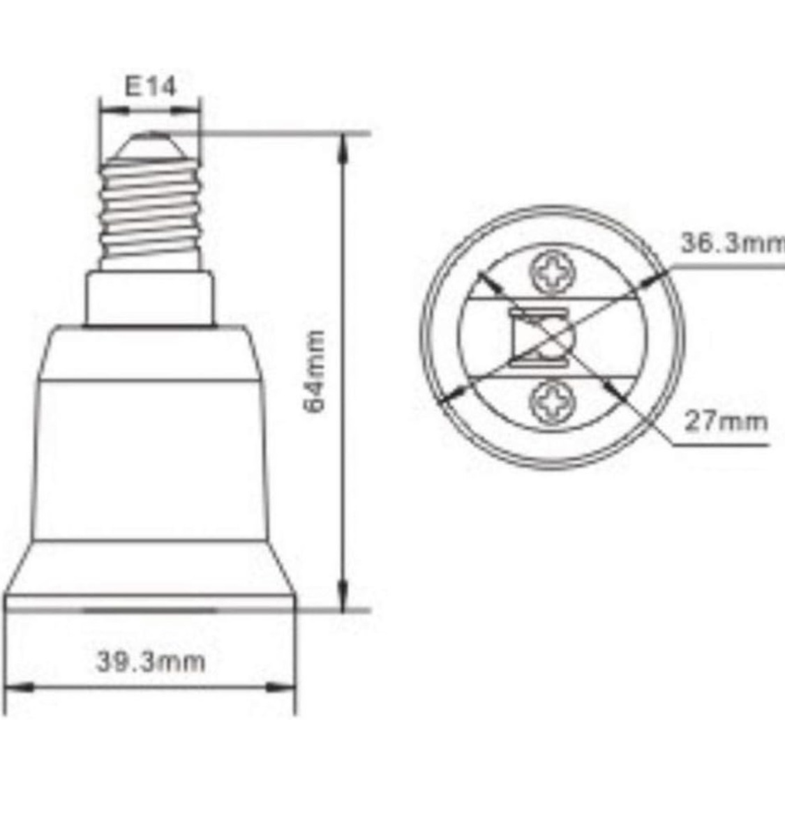 E14 to E27 Base Screw Light Lamp Bulb Holder Adapter Socket Converter. 
