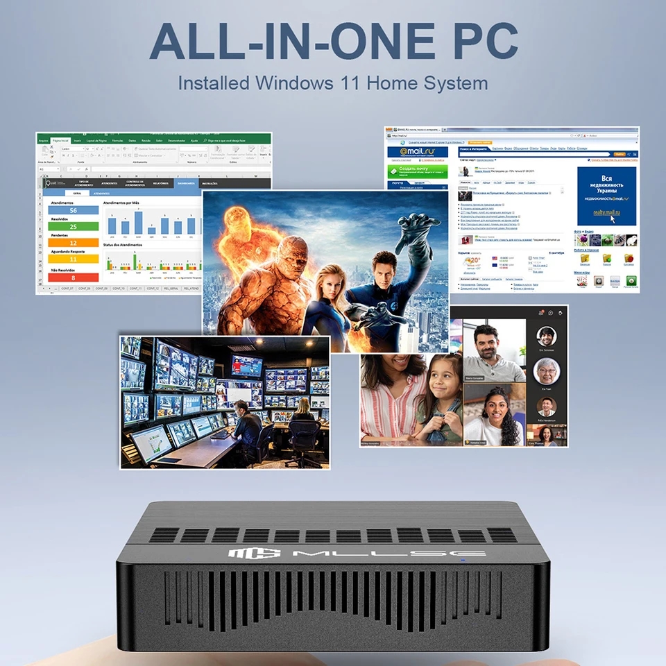MLLSE Mini PC M2 Air Intel Gemini Lake N4000 Windows 11 6GB RAM 128GB ROM Dual-Band WiFi Bluetooth USB Mini Computer. 