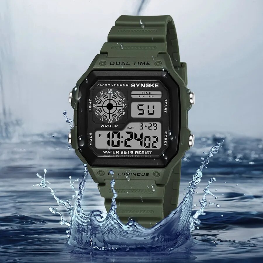 SYNOKE Digital Watches Men Sports Luminous Multifunction Waterproof Chrono Wristwatch Outdoor and Running Student Seven Light. 
