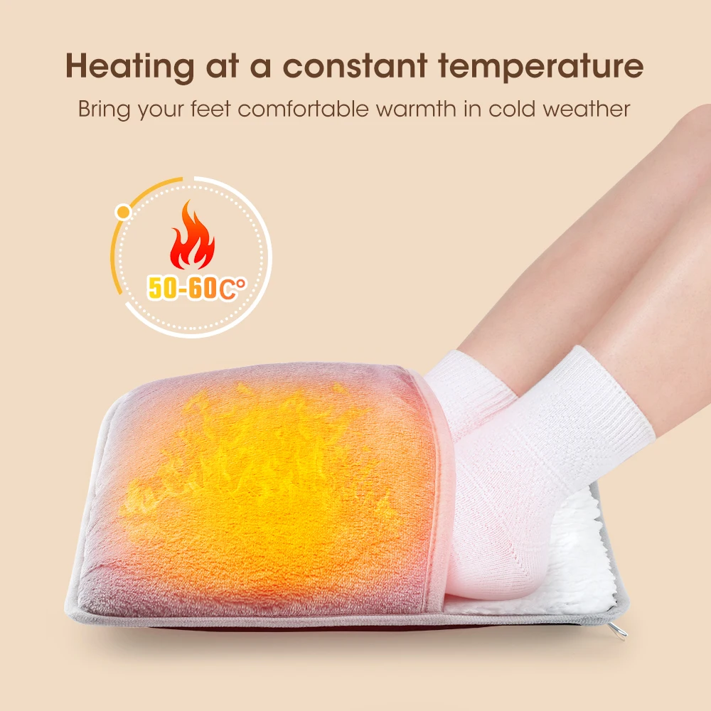Winter Electric Foot Heating Pad USB Charging Soft Plush Washable Foot Warmer Heater Improve Sleeping Household Foot Warming Mat. 