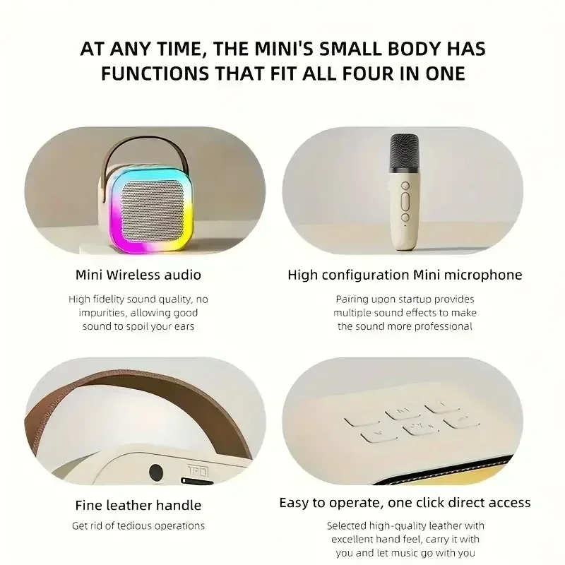 Karaoke K12 Machine Portable Bluetooth 5.3 PA Speaker System with 1-2 Wireless Microphones Home Family Singing Children's Gifts. 