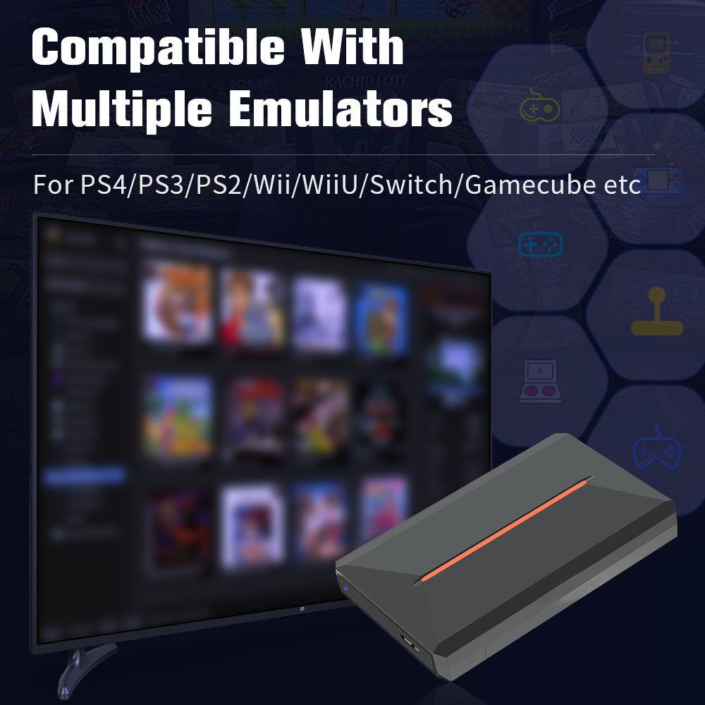 Launchbox 500G Portable Game Hard Drive Hyper Base Lbox Gaming HDD with 3700 PC/3D Game for PS4/PS3/PS2/Wii/WiiU/Switch/Gamecube. 