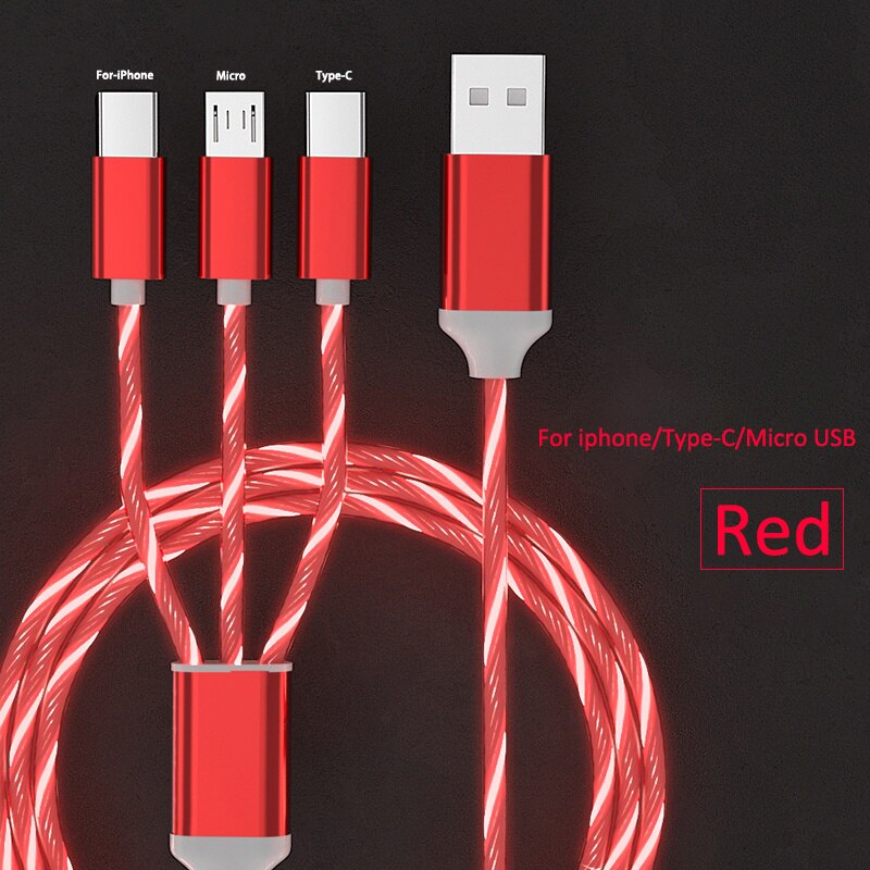 Amazon Best Flowing Led Charging Cable In Glowing LED Light 3A