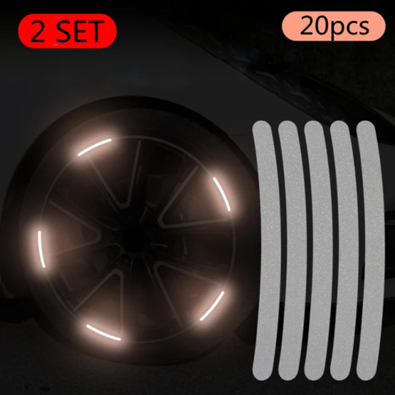 Wheel Change Sticker 20pcs Car Wheel Reflective Stickers Tyre Warning Stickers 3D Car Wheel ...