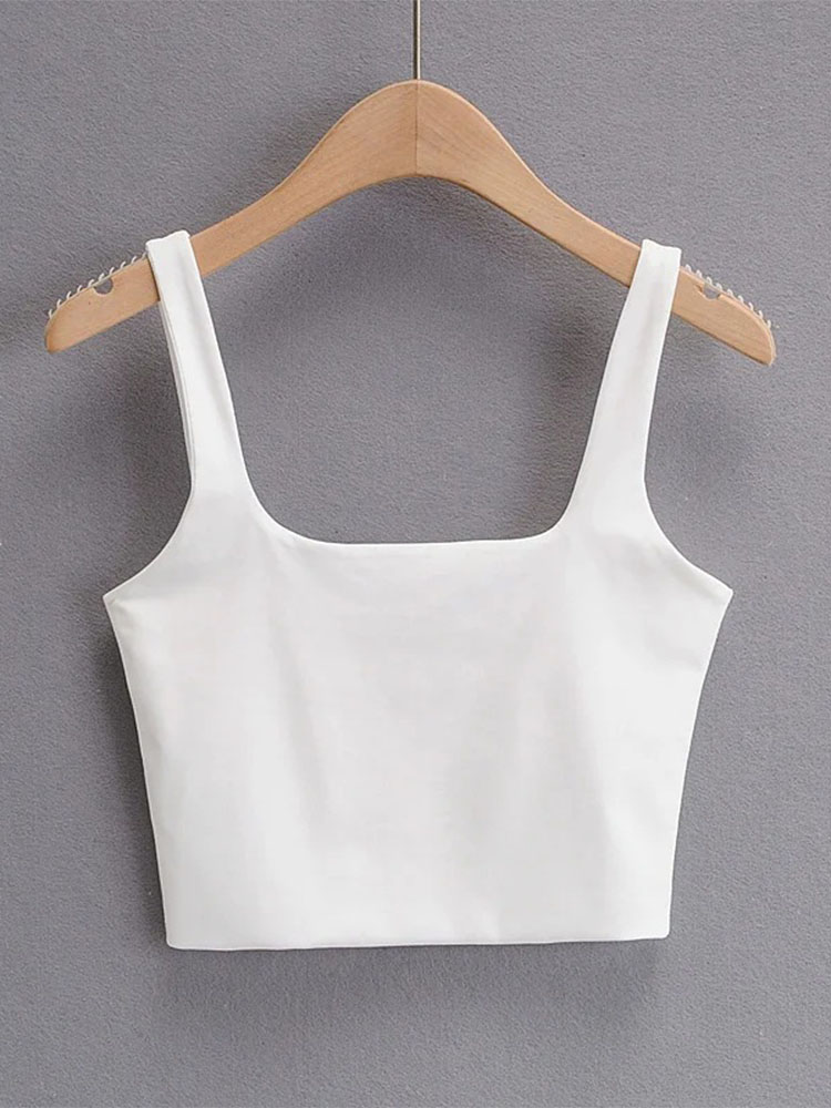 2022 Summer Women Sexy Sleeveless Tops Fashion Short Square Collar Tank Tops 6 Colors. 