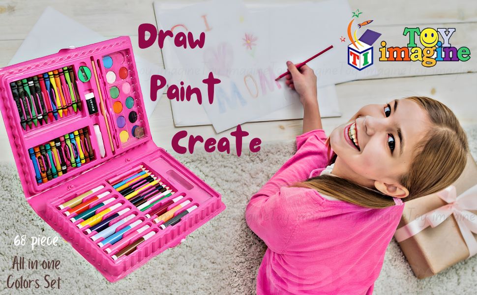 68 Pieces Children's Drawing Set Colorful Pencil Oil Painting Art Drawing  Art Supplies Set Stationery Kit