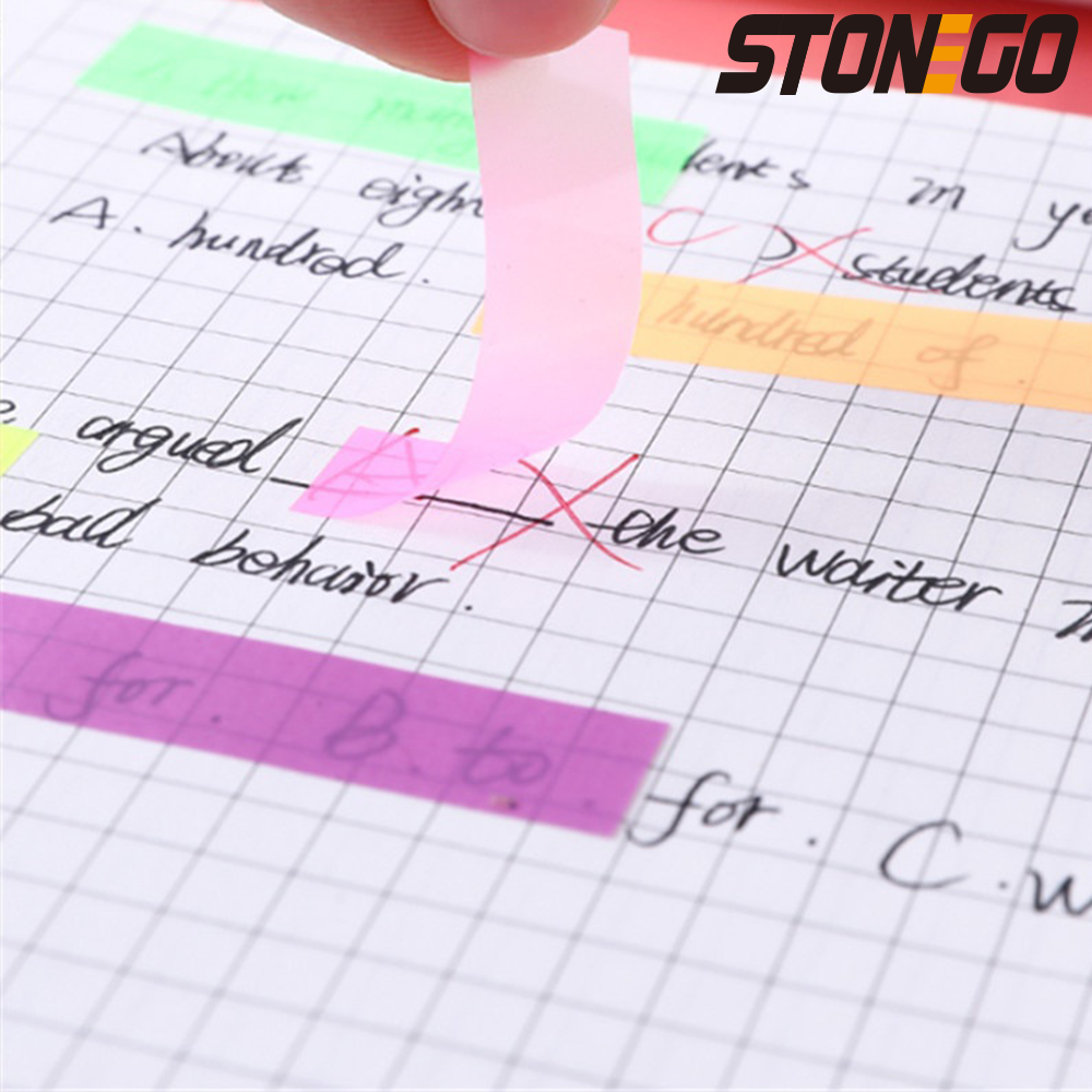 STONEGO 200 Sheets Fluorescence Self Adhesive Memo Pad Sticky Notes Bookmark Marker Memo Sticker Paper Student office Supplies. 