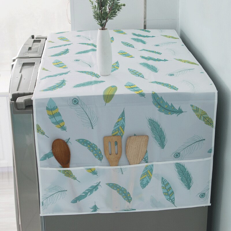 Refrigerator Dust Cover with Storage Bag Washable Printing Multi-purpose Household Washing Machine Cabinet Dust Protection Cover. 