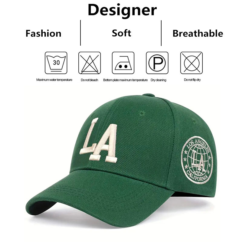 Unisex La Letter Embroidery Baseball Caps Spring and Autumn Outdoor Adjustable Casual Hats Sunscreen Hat. 