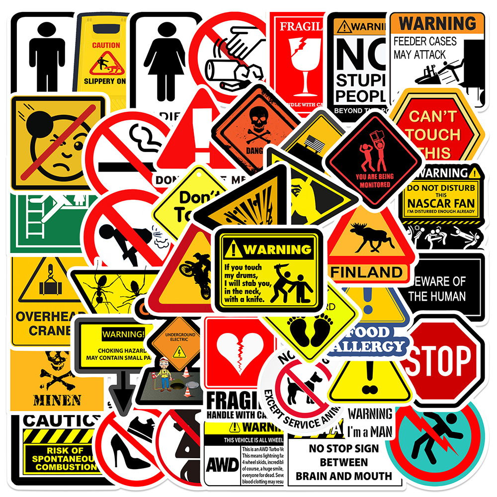 10/30/50PCS Warning Stickers Danger Banning Skateboard Fridge Guitar Laptop Motorcycle Travel Classic Toy Cool Decals Sticker. 