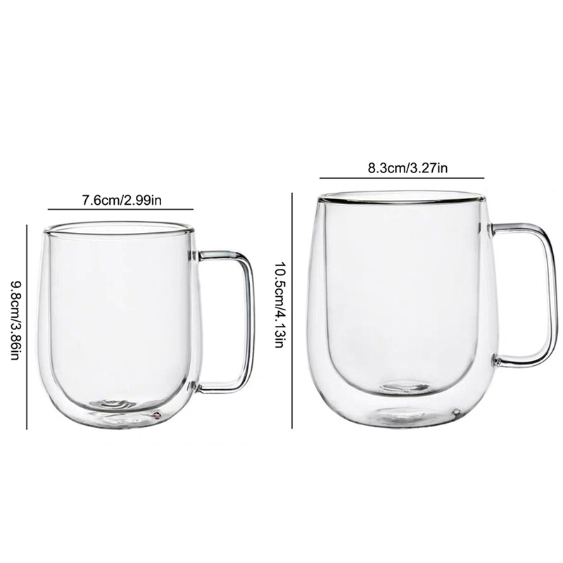 150-350ml Heat Resistant High Borosilicate Glass Mug Double Wall Glass Coffee Cup with Handle Milk Water Cup Clear Cups Gift. 