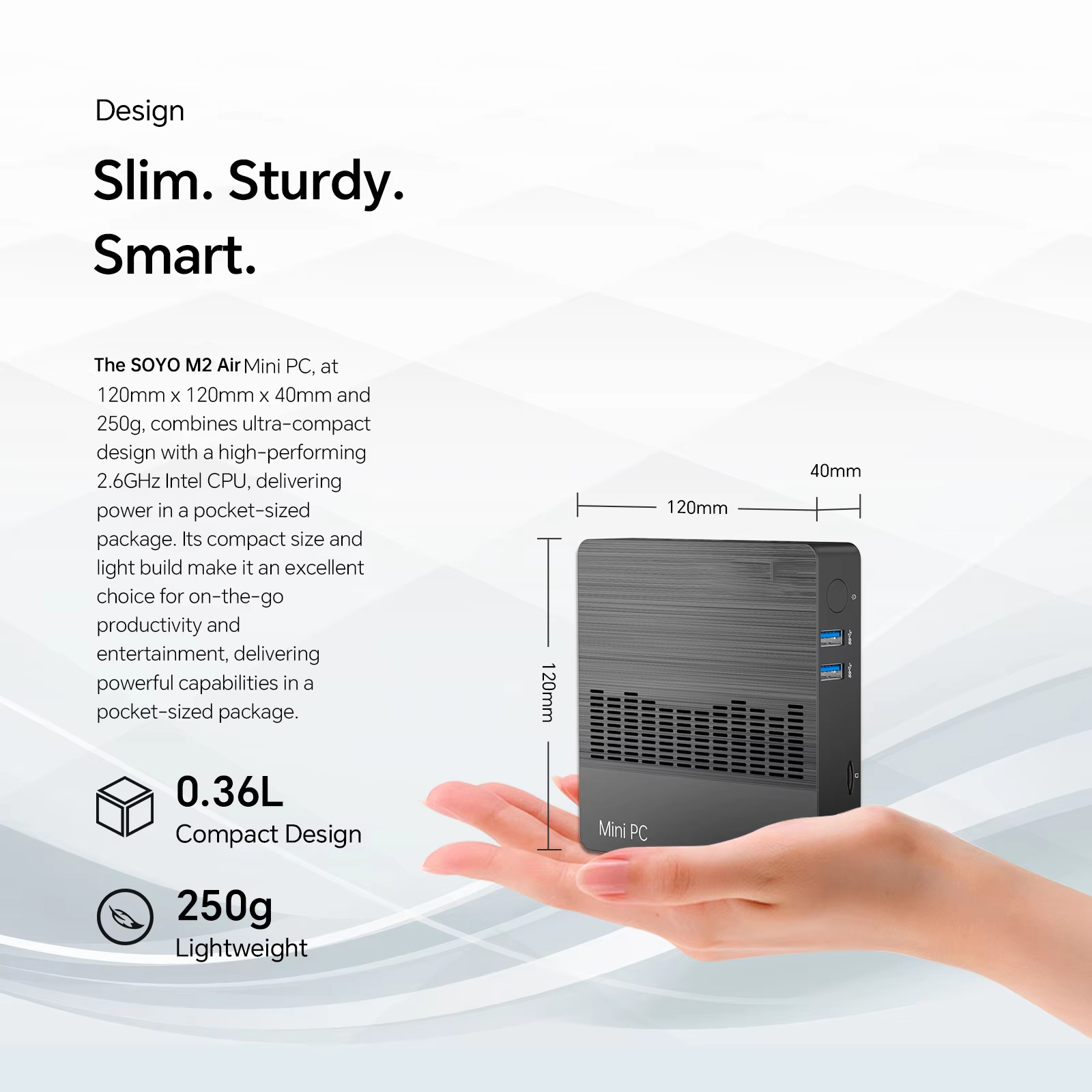 SOYO M2 Air  Mini PC: Powerful 6GB RAM, 128GB EMMC, Intel N4000, Windows 11 Pro - Compact & Ideal for Home, Business & Gaming. 