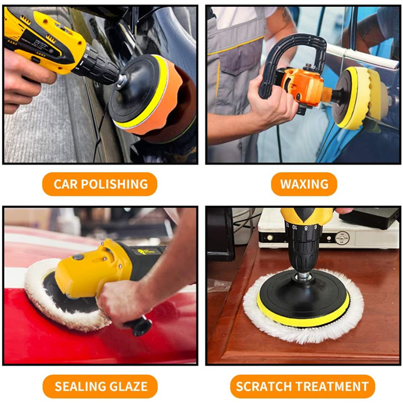 8Pcs Buffing Pad Set Thread 3/5/7inch Auto Car Repair Polishing pad Kit for Car Polisher+Drill Adaptor Power Tools accessories. 