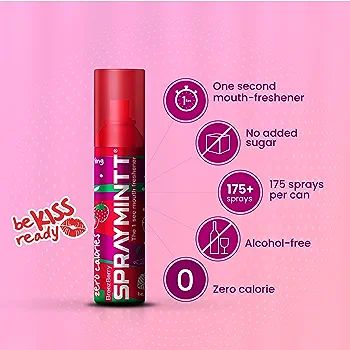 Spraymintt 1 Second Instant Mouth Freshener Spray Mouth spray breath freshener 15 gm – BreezeBerry | Natural Herbal formulation for Long lasting freshness & Germ-free mouth. 