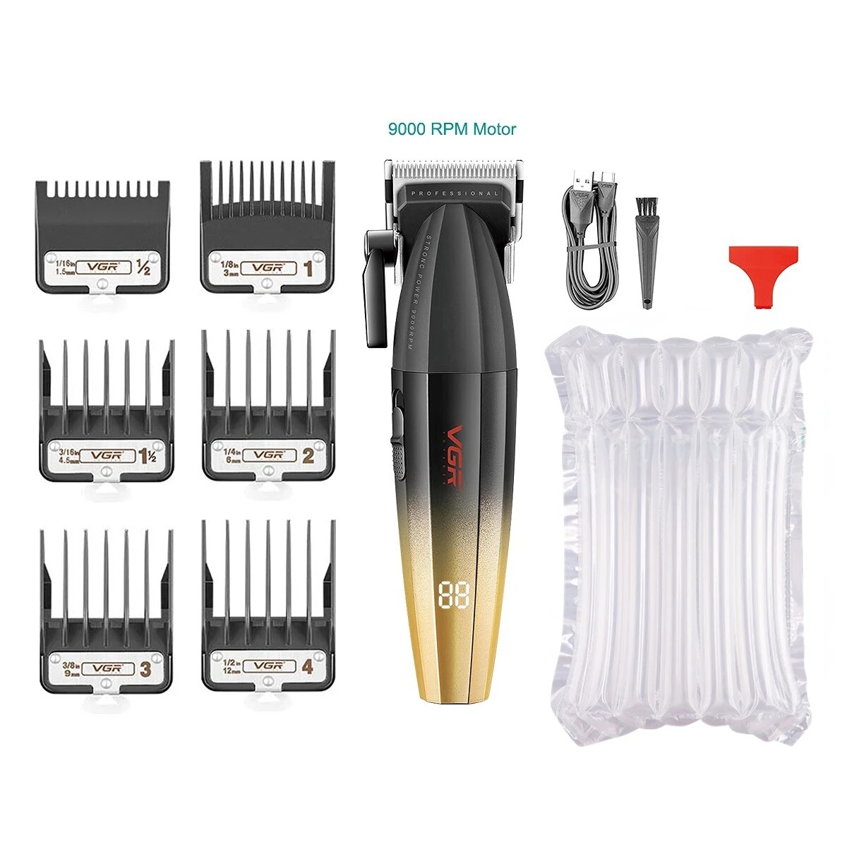 VGR Hair Clipper Professional Hair Trimmer Electric Clippers Cordless Hair Cutting Machine 9000RPM Trimmer Clipper for Men V-003. 