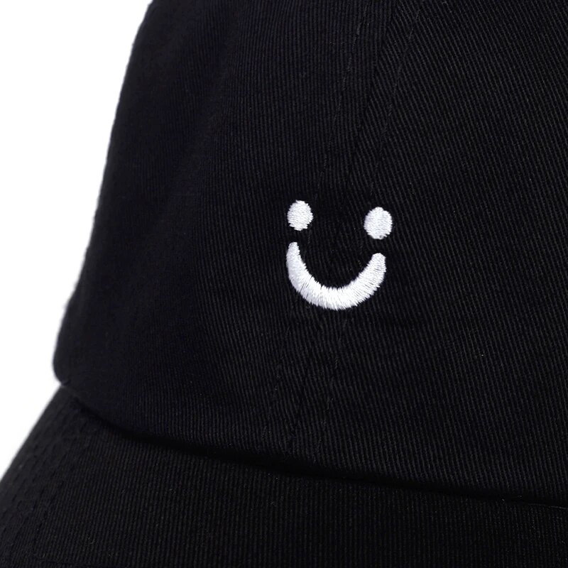 Unisex Smiling Face Embroidery Baseball Caps Spring Autumn Outdoor Adjustable Casual Hats Sunscreen Hat. 