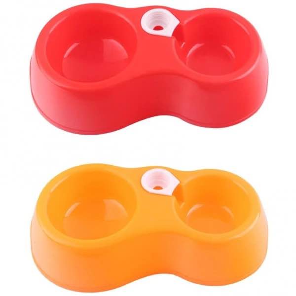Cat and Dog Bowl Automatic Drinking and Feeding Integrated Plastic Double Bowl Cone Cat Food Small Cat Pet Automatic Water Bowls. 