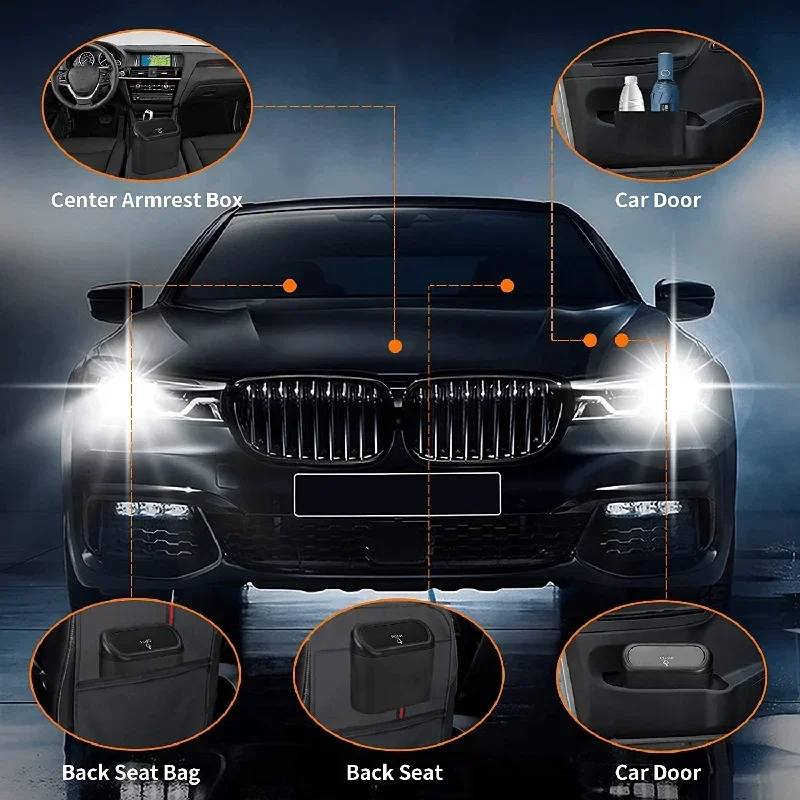 Car Trash Can (with Lid) Contains 60 (300) Garbage Bags, Small Car Trash Can, Leak-proof Mini Car Accessories. 