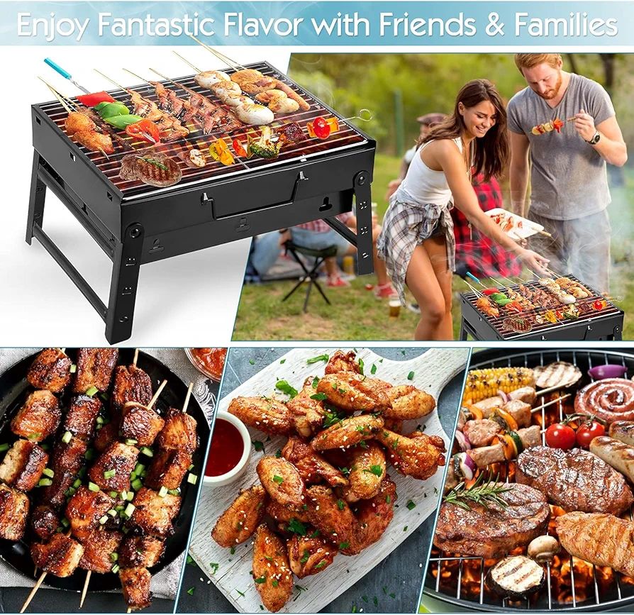 Uten Charcoal Grill, BBQ Grill Folding Portable Lightweight smoker Gril. 