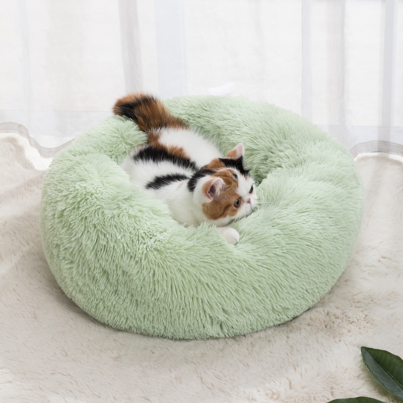 Cat Nest Round Soft Shaggy Mat for Kittens Chihuahua Indoor Dog Cat Bed Pet Supplies Removable Machine Washable Pillow Bed. 