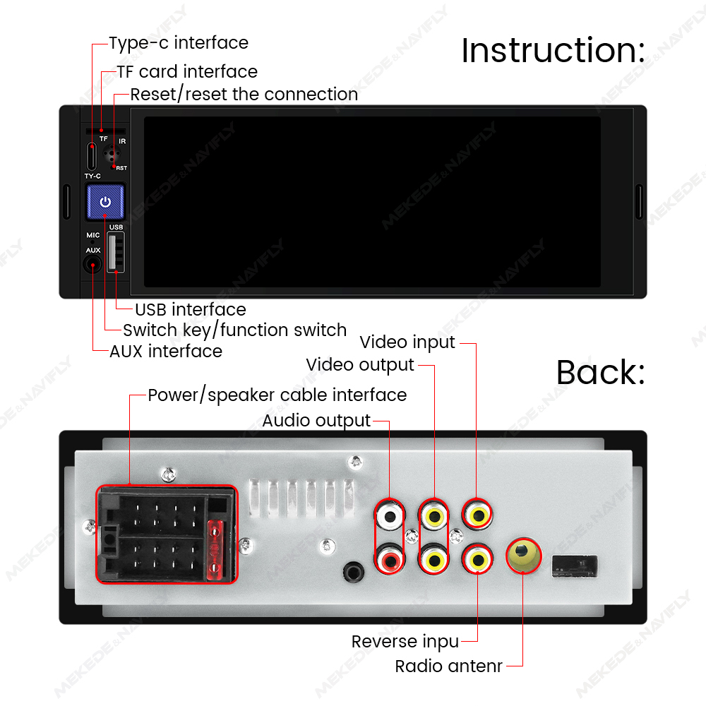 MEKEDE For VW Nissan Toyota KIA Universal 6.86" Car Radio 1 Din Stereo Multimedia Video Player GPS BT Carplay+Auto IPS Screen. 