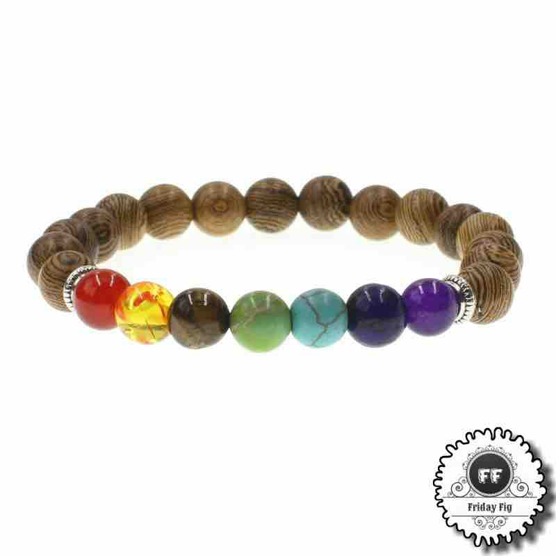 7 Chakra Prayer Natural Wood Bracelet Men Ethinc Meditation Beacelet For Men And Women