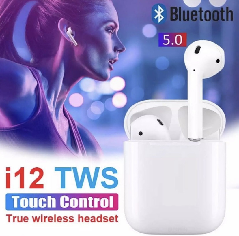 i12 TWS Airpods True Bluetooth Headset 5.0 Touch Control Earbuds. 