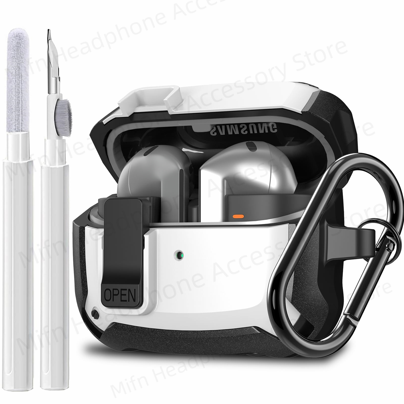 2024 [2-in-1] Armor Case For Samsung Galaxy Buds 3/Galaxy Buds3 Pro Secure Lock Cover buds3 pro cover with Cleaning Kit for men. 
